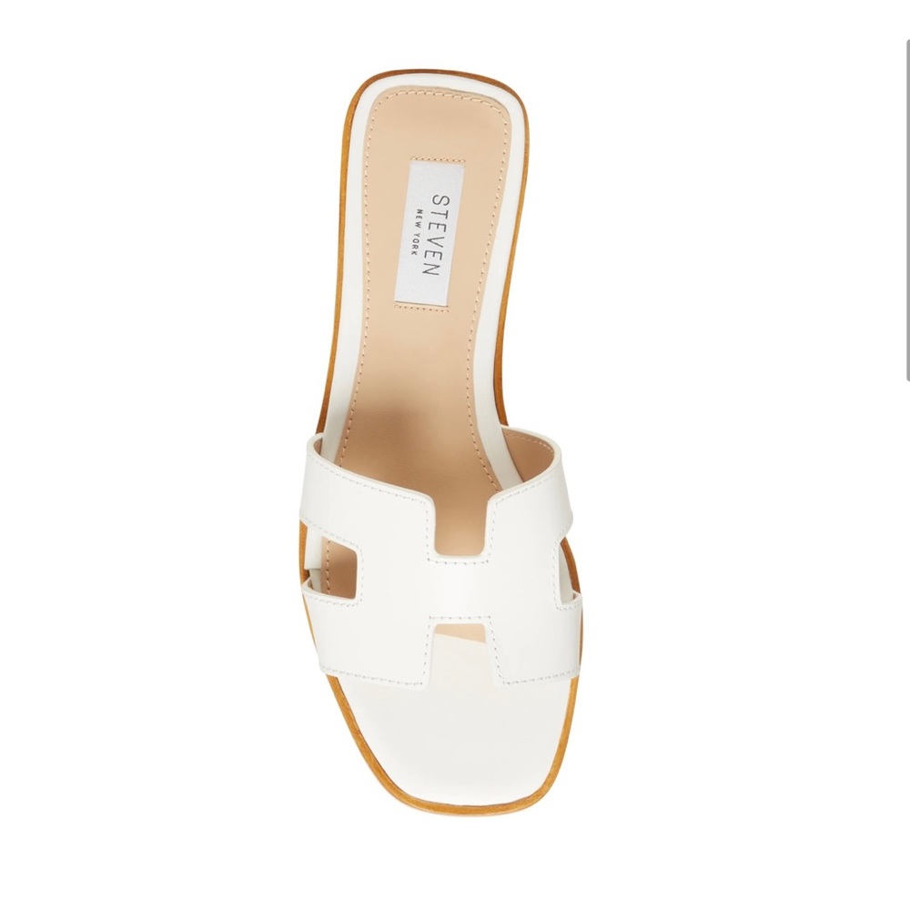 STEVEN NEW YORK Hadyn White Leather Slide Sandal (Women) by Steve Madden